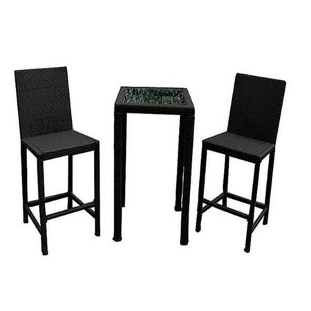 AZ PATIO HEATERS AZ Patio Heaters AW-226B Bar Height Bistro Set- Dark Brown Wicker AW-226B